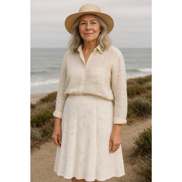 Coldwater Creek White Lace‎ Skirt L Cottagecore, Parisian, Coastal, 100% Cotton - Picture 12 of 12